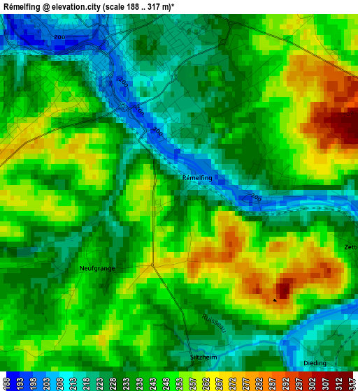 Rémelfing elevation map