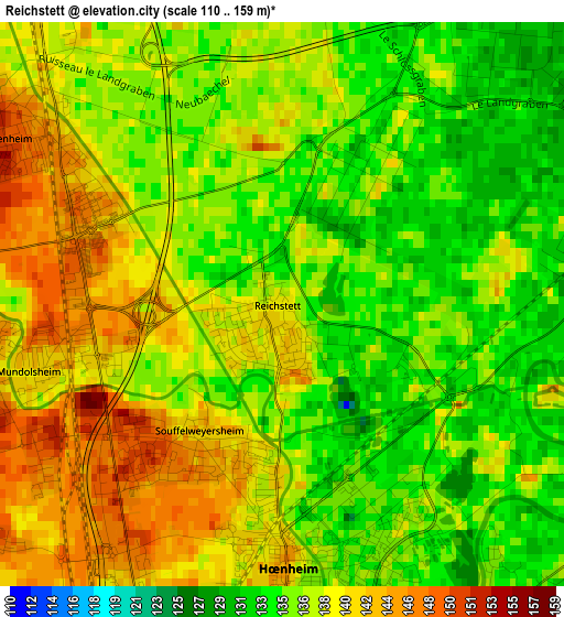 Reichstett elevation map