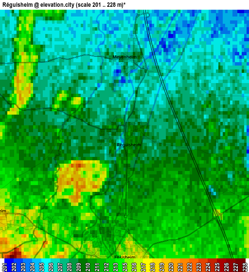 Réguisheim elevation map