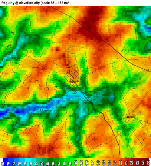 Réguiny elevation map