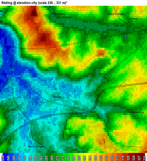 Réding elevation map