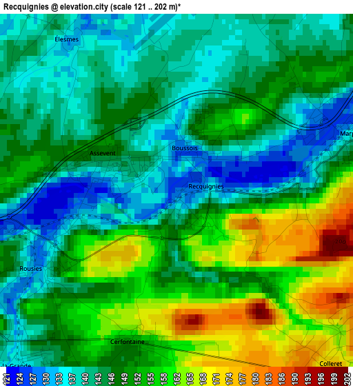 Recquignies elevation map