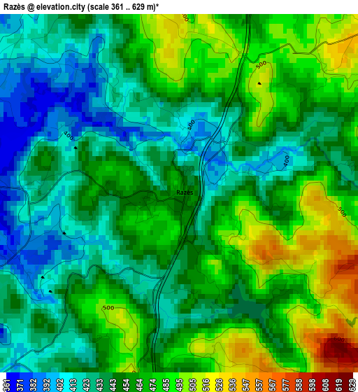 Razès elevation map