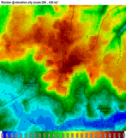 Randan elevation map