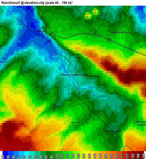 Ranchicourt elevation map