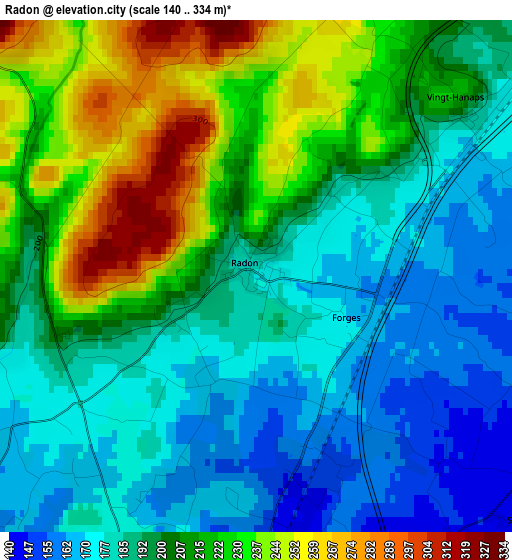 Radon elevation map