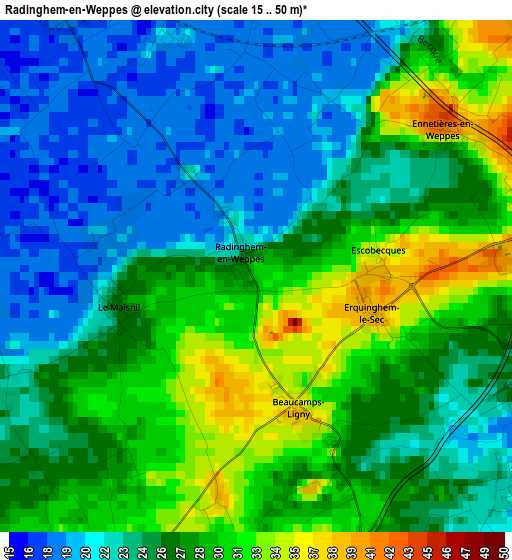 Radinghem-en-Weppes elevation map