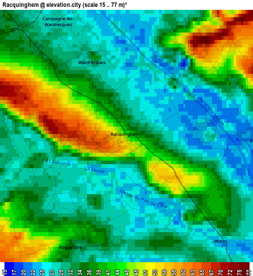 Racquinghem elevation map