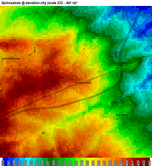 Quinssaines elevation map