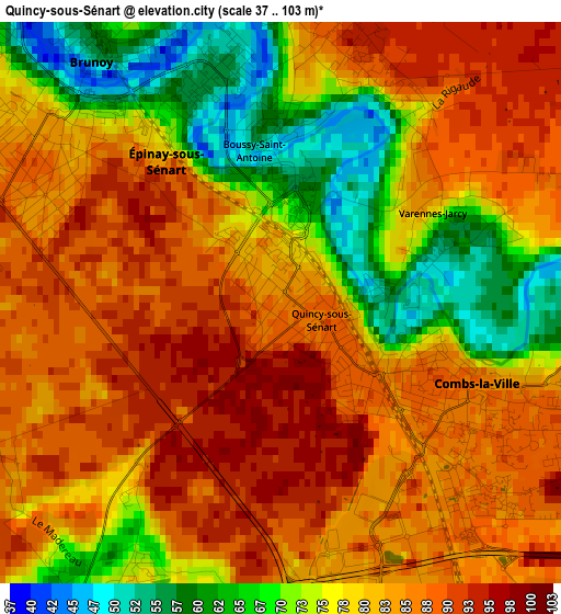 Quincy-sous-Sénart elevation map