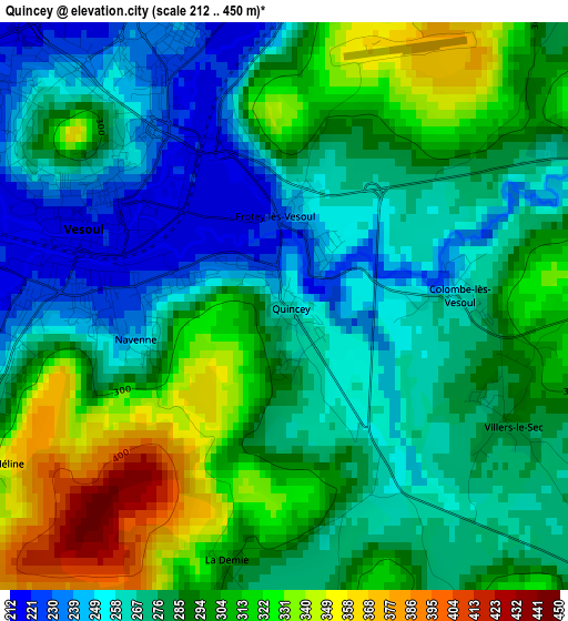 Quincey elevation map