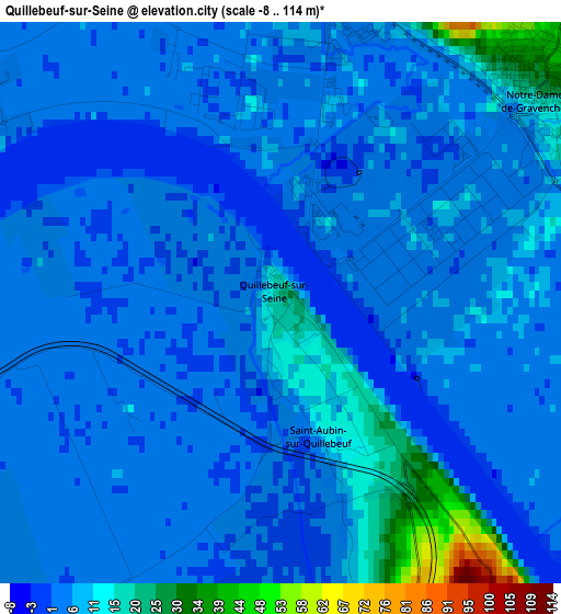 Quillebeuf-sur-Seine elevation map