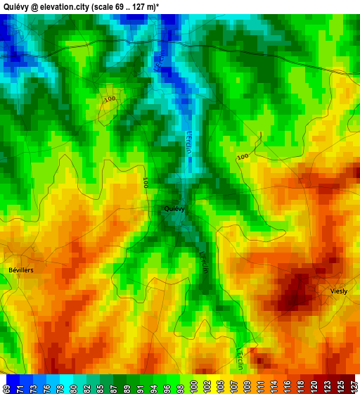 Quiévy elevation map