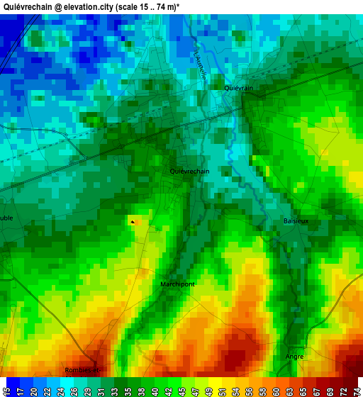 Quiévrechain elevation map