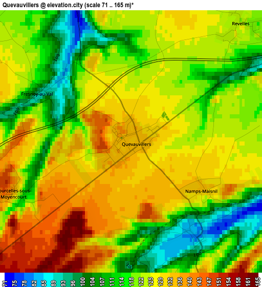 Quevauvillers elevation map