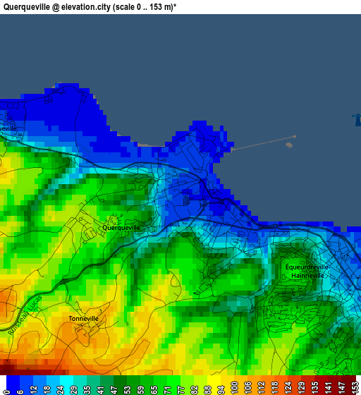 Querqueville elevation map