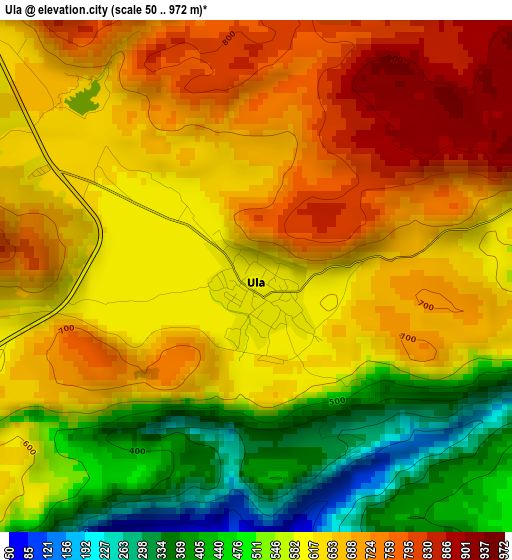 Ula elevation map