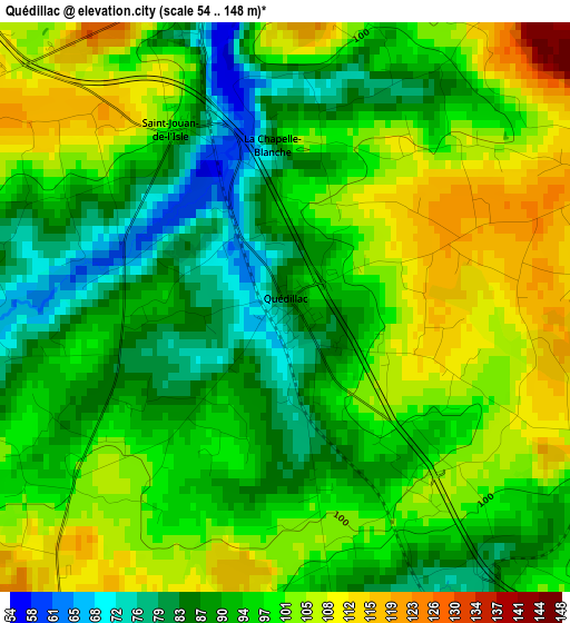 Quédillac elevation map