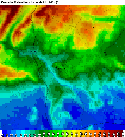 Quarante elevation map