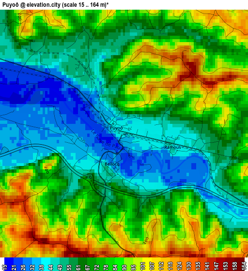 Puyoô elevation map