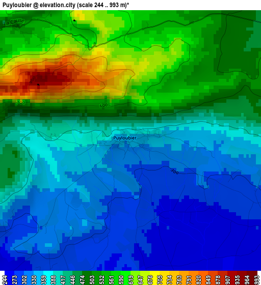 Puyloubier elevation map