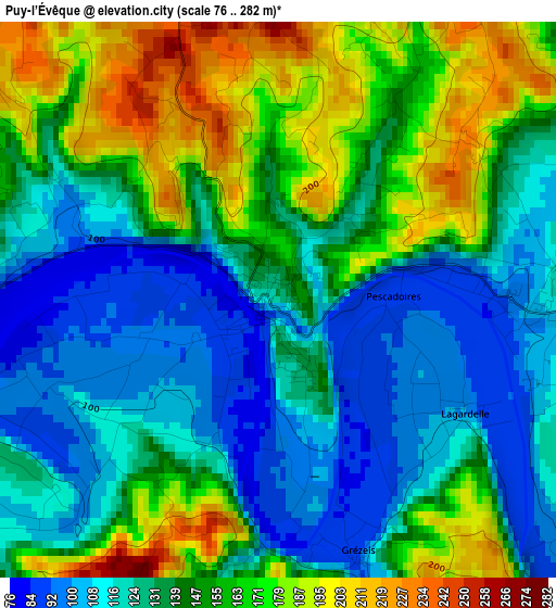 Puy-l’Évêque elevation map