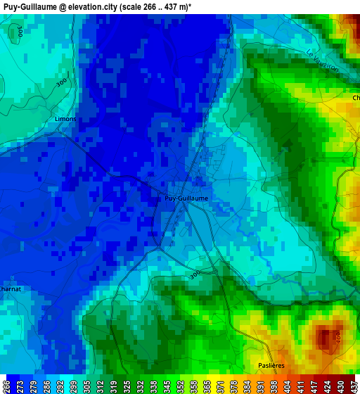 Puy-Guillaume elevation map