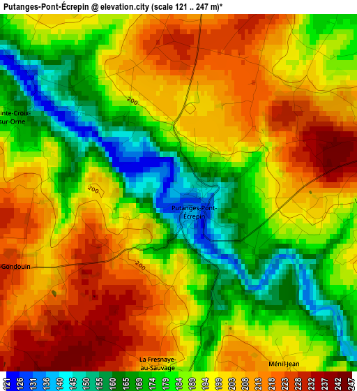 Putanges-Pont-Écrepin elevation map