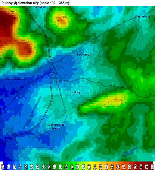 Pulnoy elevation map