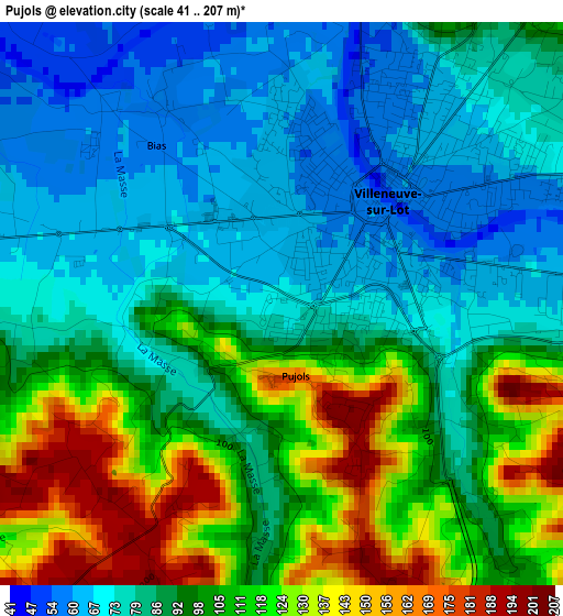 Pujols elevation map