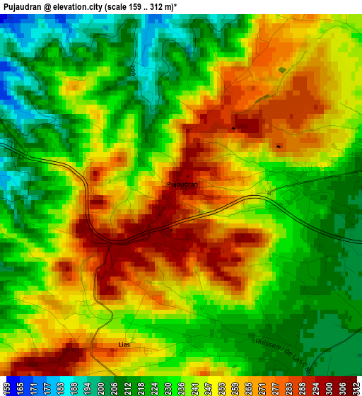 Pujaudran elevation map