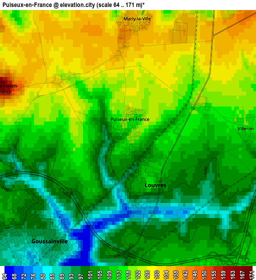 Puiseux-en-France elevation map