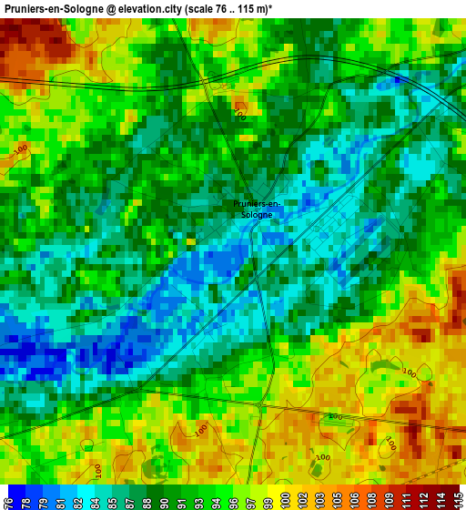 Pruniers-en-Sologne elevation map