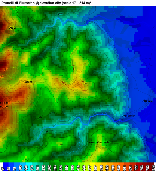 Prunelli-di-Fiumorbo elevation map