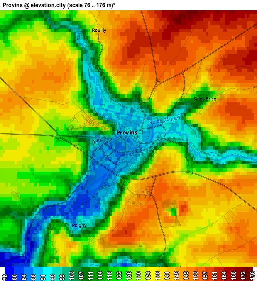 Provins elevation map