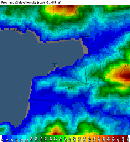 Propriano elevation map