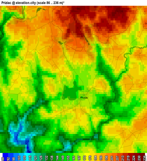 Priziac elevation map