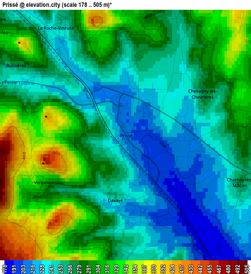 Prissé elevation map