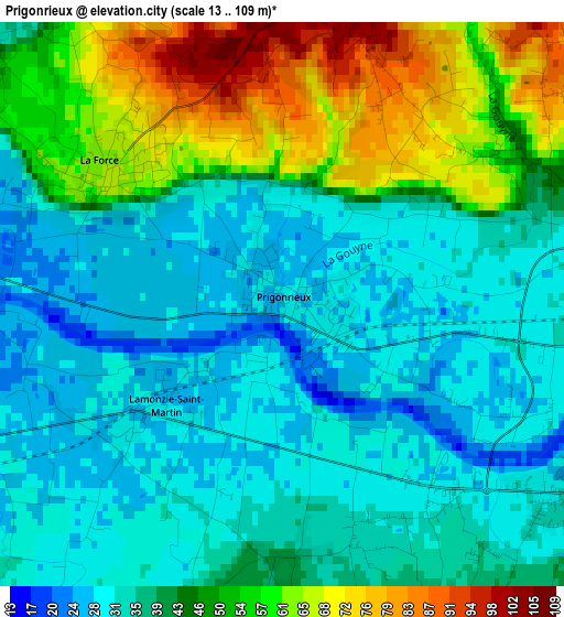 Prigonrieux elevation map