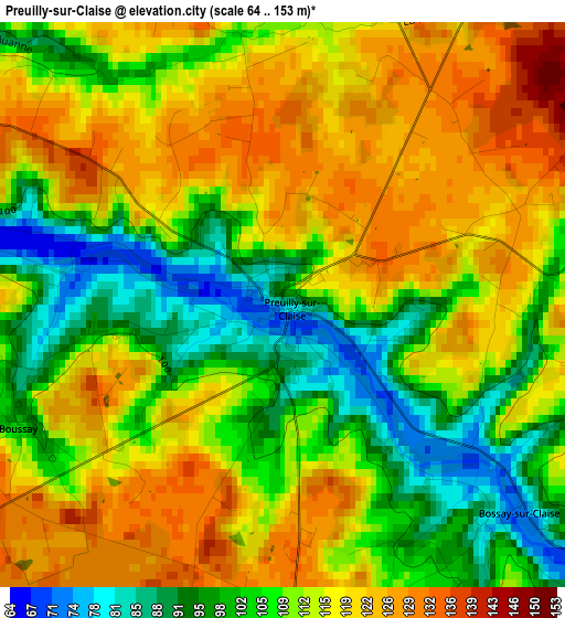 Preuilly-sur-Claise elevation map