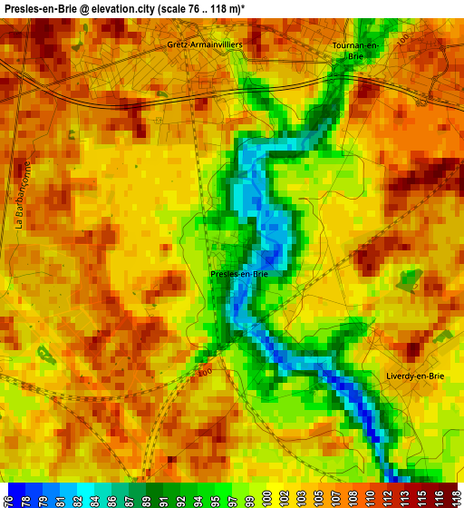 Presles-en-Brie elevation map