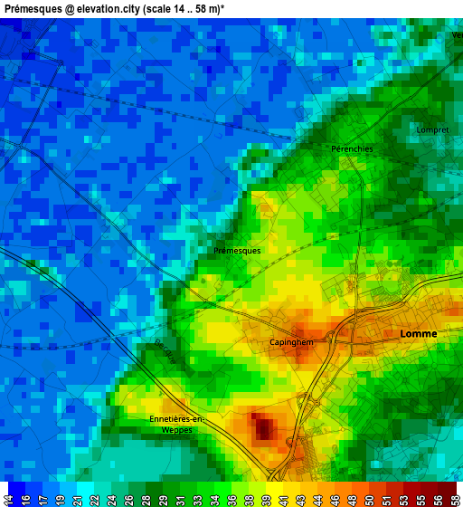 Prémesques elevation map