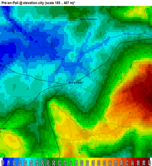 Pré-en-Pail elevation map