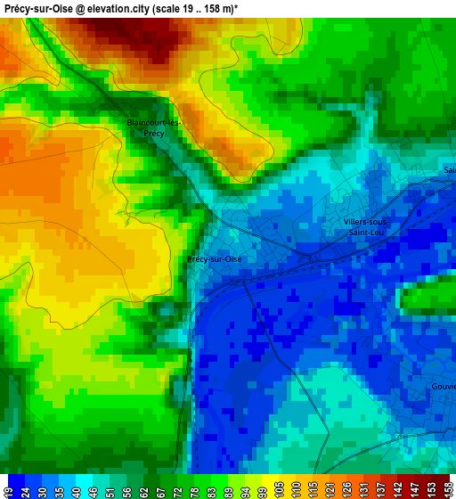 Précy-sur-Oise elevation map