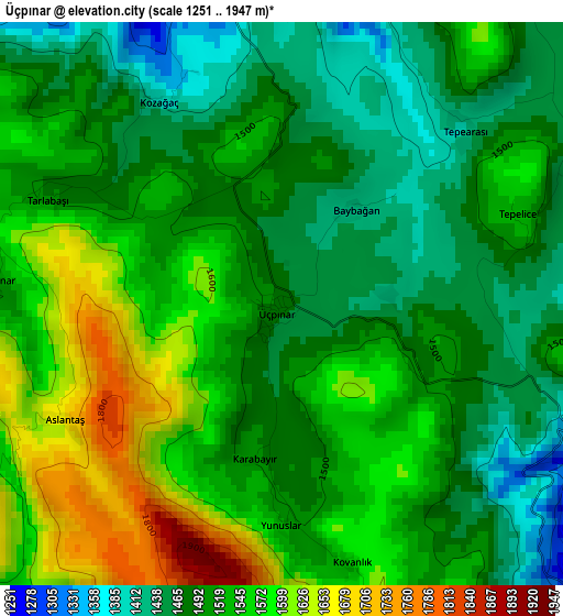 Üçpınar elevation map