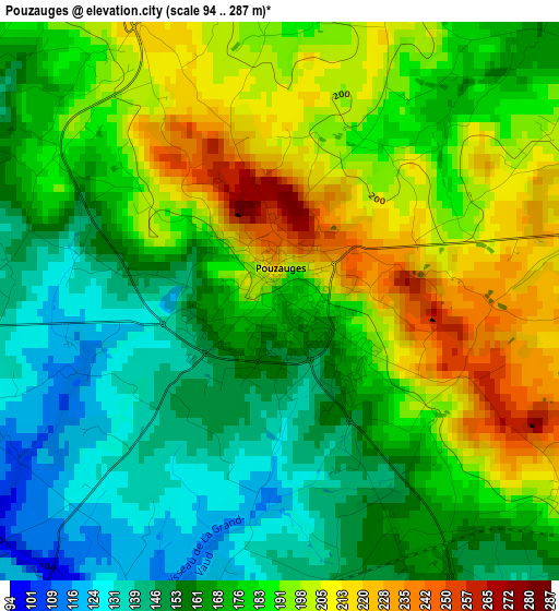 Pouzauges elevation map