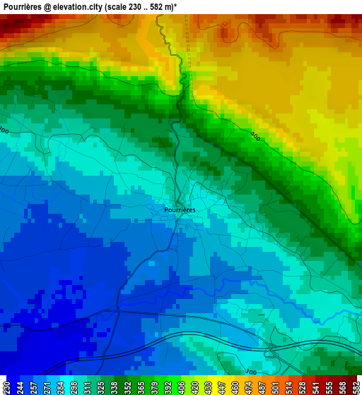 Pourrières elevation map