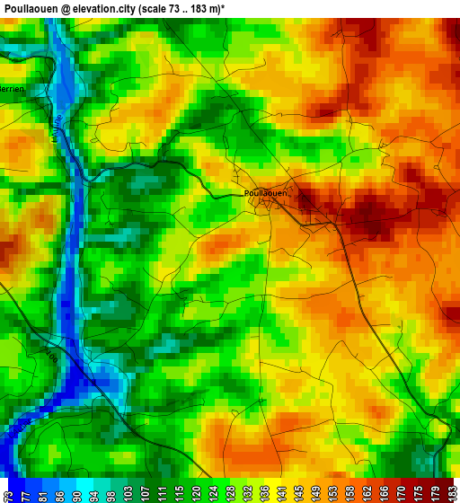 Poullaouen elevation map