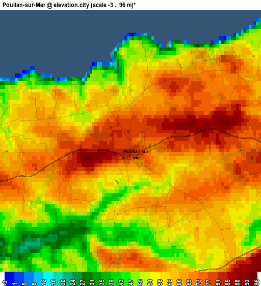 Poullan-sur-Mer elevation map