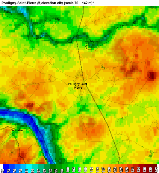 Pouligny-Saint-Pierre elevation map